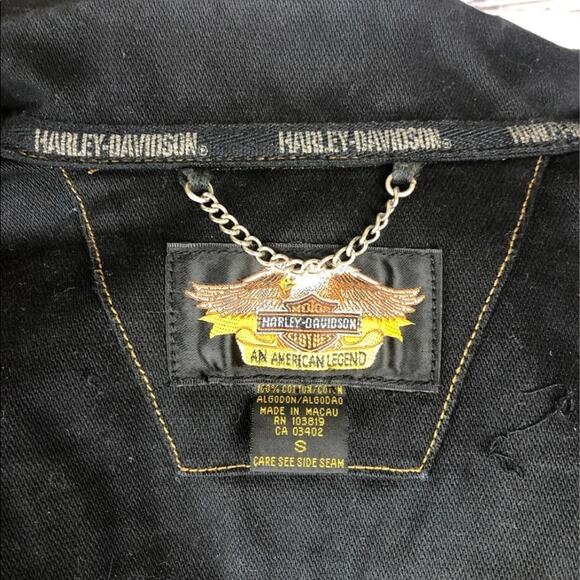 Harley Davidson vintage denim black jacket Ladies cotton size small - Picture 11 of 13